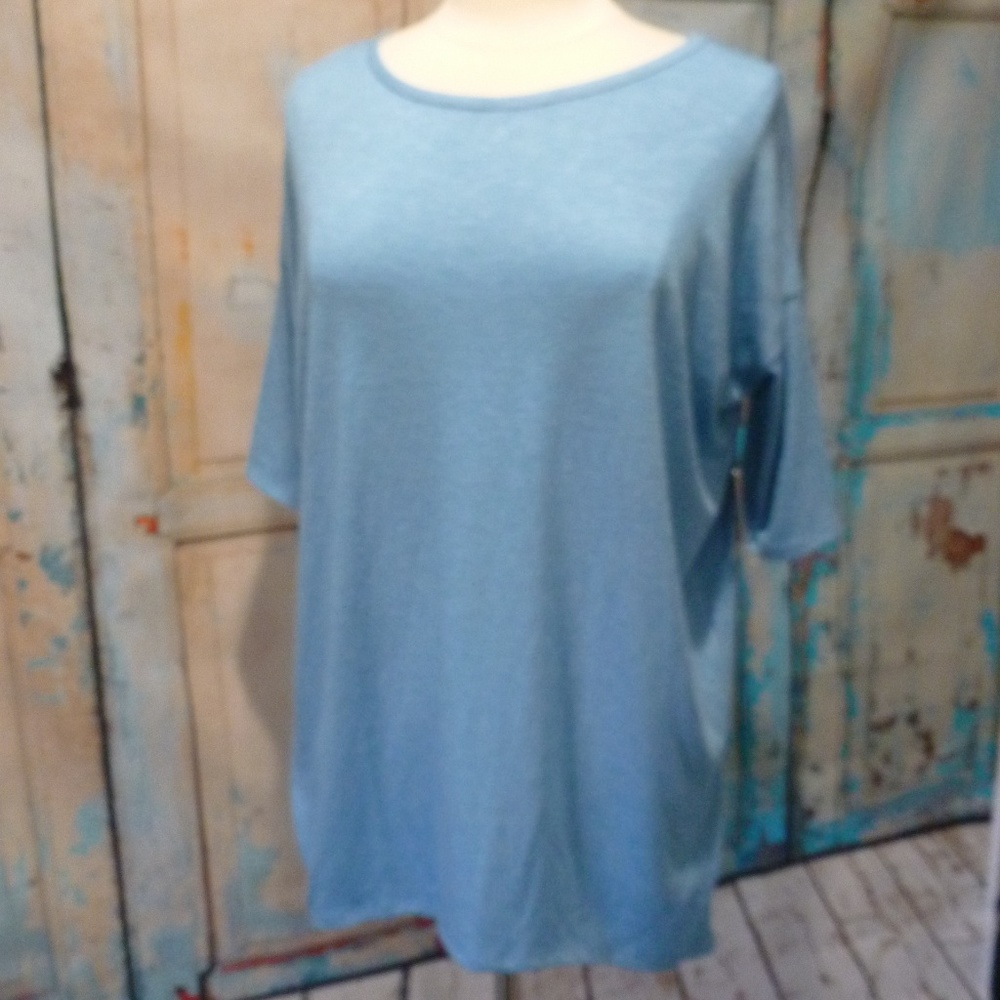 LuLaRoe Randy Tunic Top Heathered Blue NEW